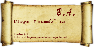 Blayer Annamária névjegykártya